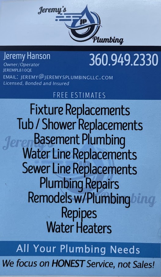 Business photo for Jeremy's Plumbing and Water heater services in Vancouver, WA