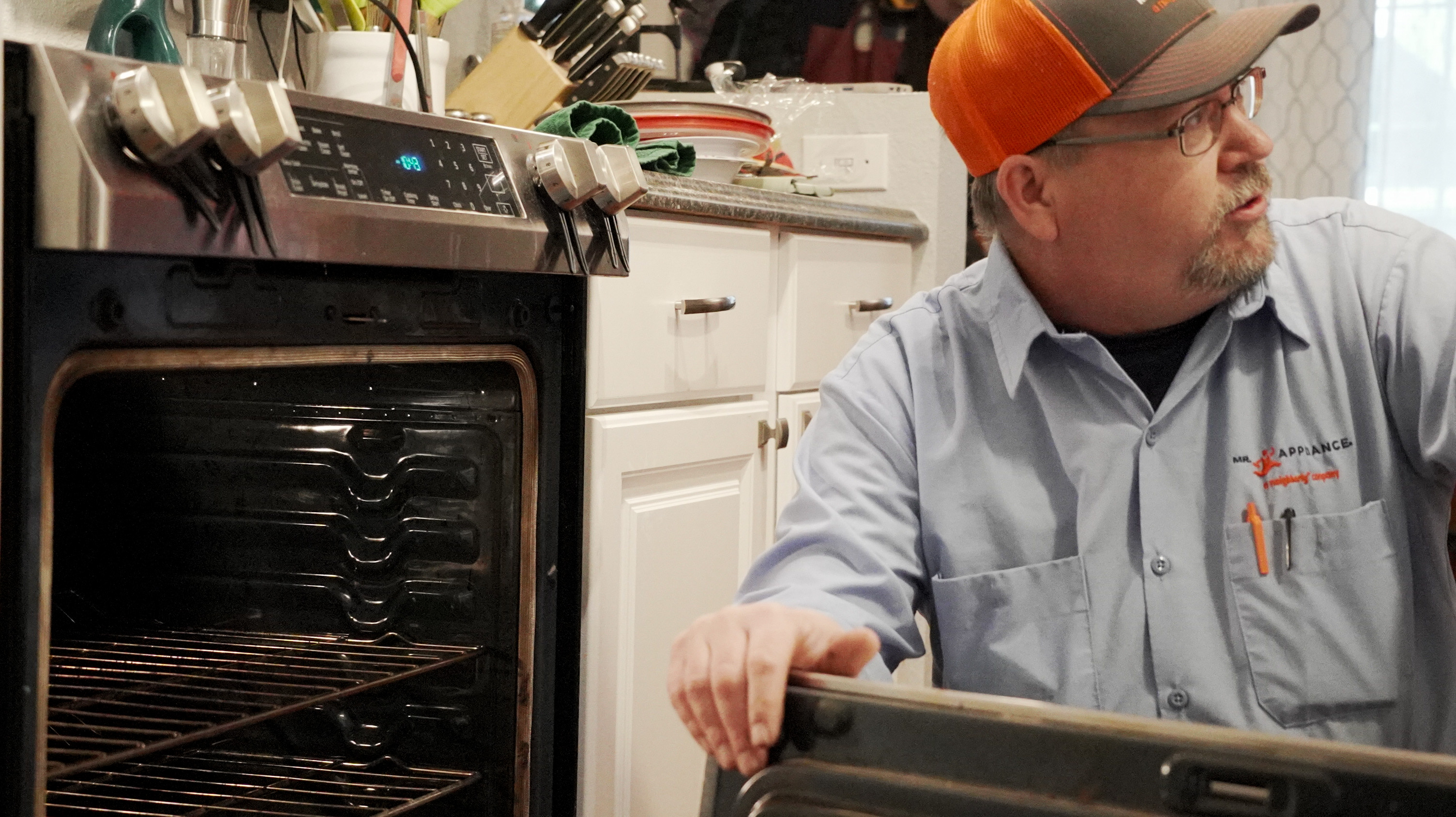 Mr. Appliance Master Technician Servicing an Oven In Five Mile Prairie - Mr. Appliance of Spokane Valley Appliance Repair in Spokane Valley,