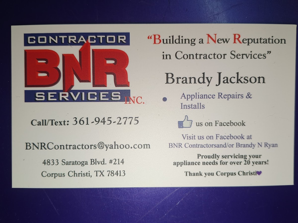 BNR Contractor Services/ Appliance repair